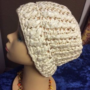 Vintage Raffia Crochet Ivory Spring Summer Hat